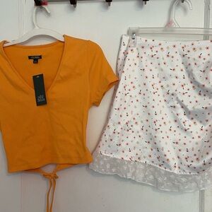 Wild Fable White and Red Floral Mini Skirt